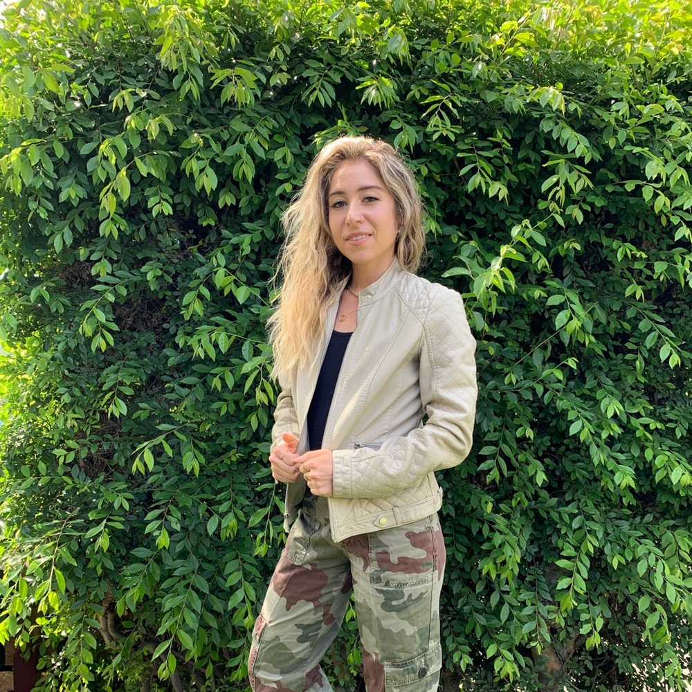 Beige Kenneth Cole Reaction vegan leather jacket